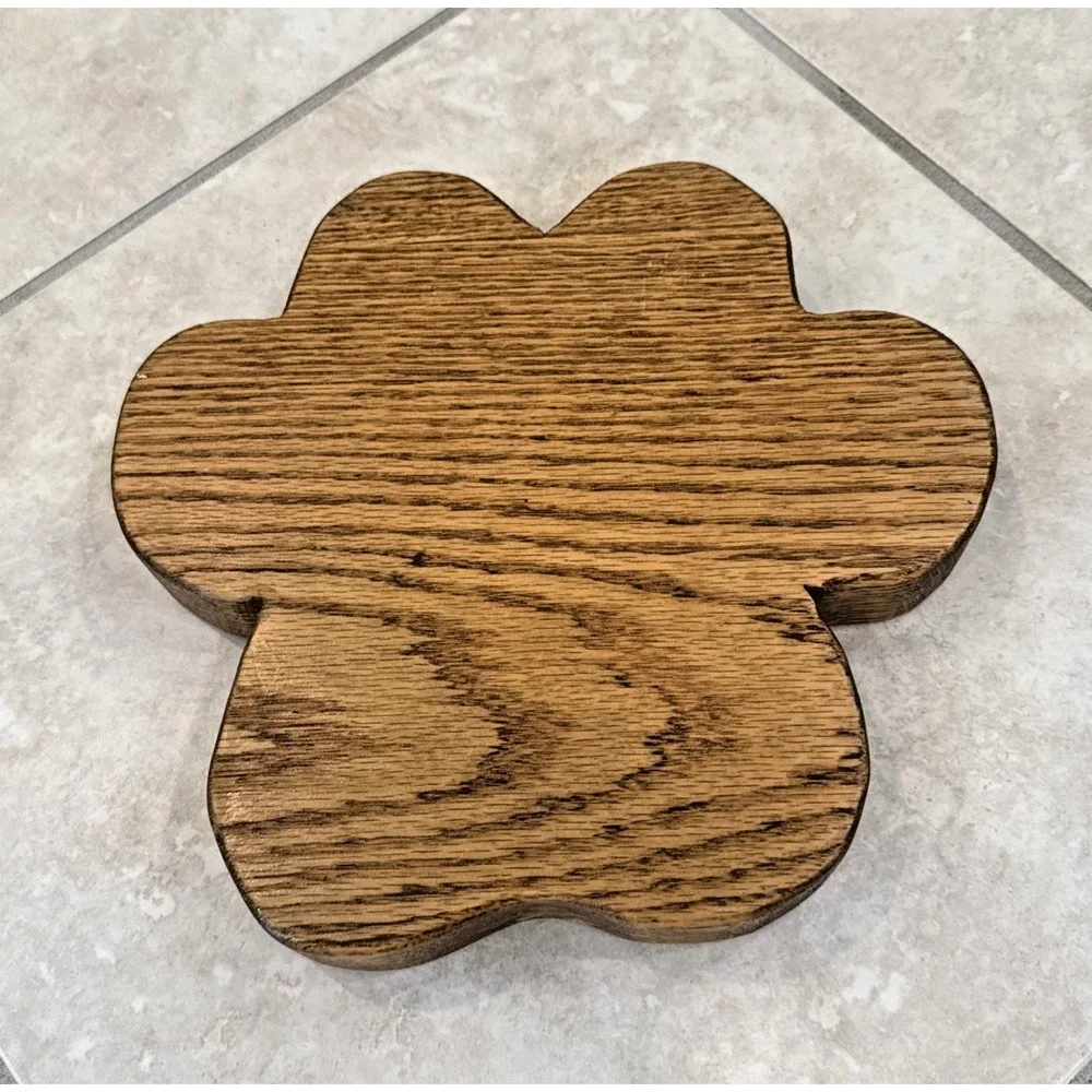 Handcrafted Wooden Paw Print Shaped Tray Catch All Bowl Serving Tray 10.5x10x1.5